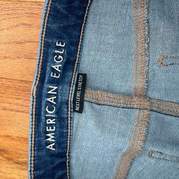 American Eagle Outfitters Dark Blue Skinny Jeans hi rise jeggings size 12 - Picture 2 of 5